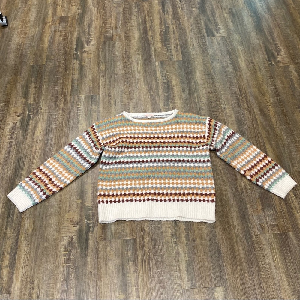 Knox Rose Multicolor Fair Isled Geometric Pull On Loose Fit Boxy‎ Sweater Small - Picture 5 of 12